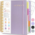 5 Subject Leather Hardcover Spiral Notebook with Removable Dividers - A5 College Ruled Organizer