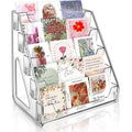 5-Tier Acrylic Greeting Card Display Stand for Retail & Home Use