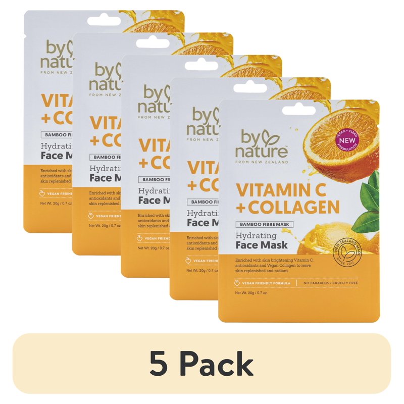 Vitamin C & Collagen Sheet Face Mask Pack - Brightening Hydrating Skin Care