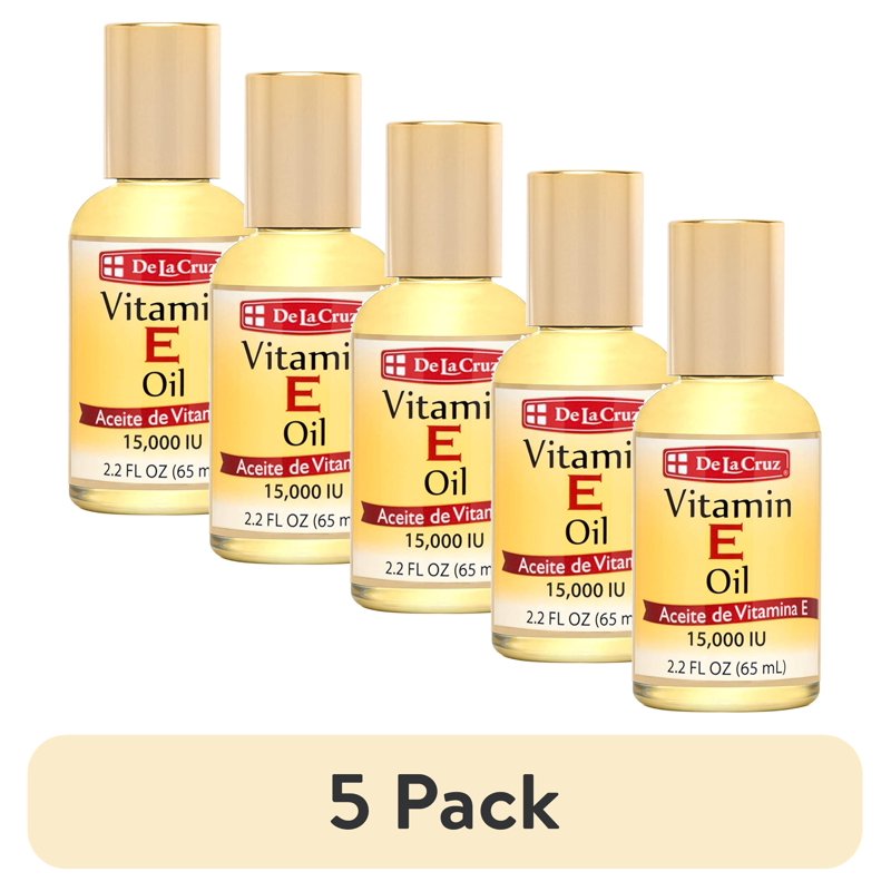 Vitamin E Oil with Safflower for Skin Hair Face Body - 5 Pack