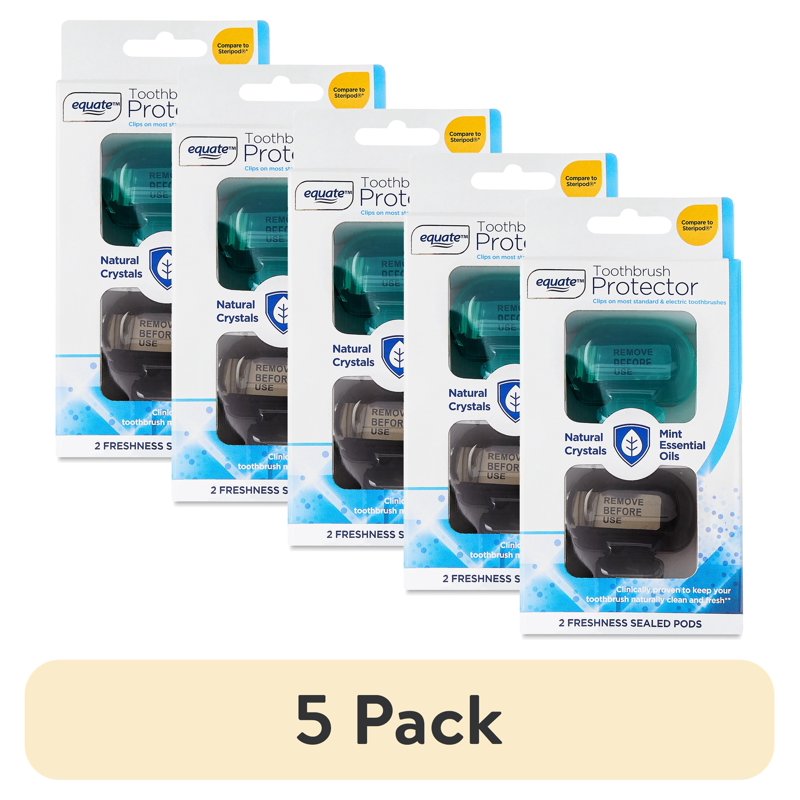 Multipack Clip-On Toothbrush Protectors with Sealed Mint Pods - Travel Friendly