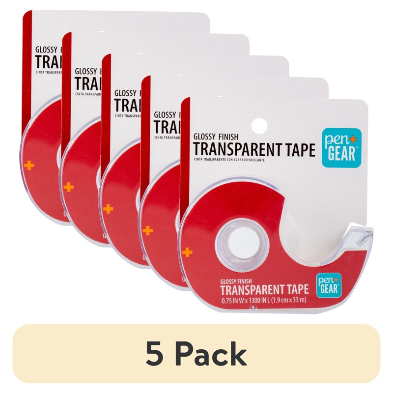 Bulk Transparent Office Tape 5 Pack, 0.75 Inch x 1300 Inch Clear Adhesive Tape
