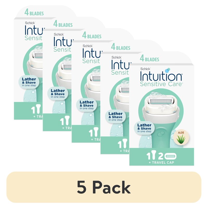 Women's Razor Handle & Refill Blades - Sensitive Care, 4-Blade Pivoting Head, Aloe & Vitamin E Infused Shaving System