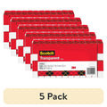(5 Pack) Scotch Transparent Tape 3/4 in x 1000 in - 24 Boxes