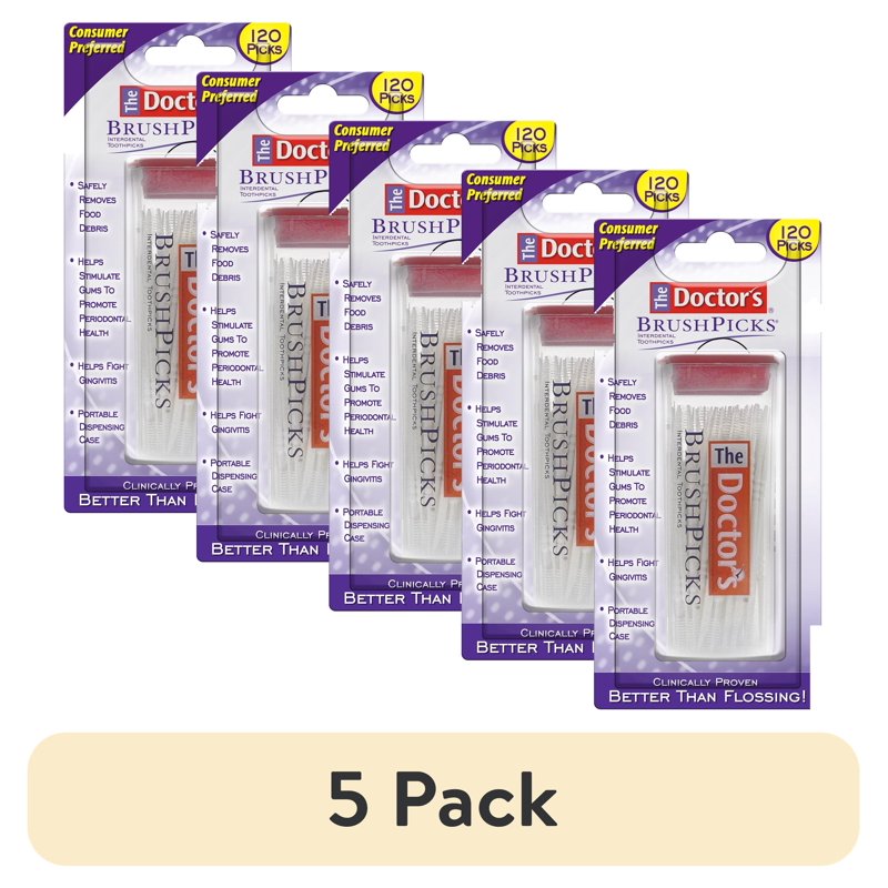 Dental Interdental BrushPicks 2-in-1 – Gum Stimulating Toothpicks & Plaque Removers (5 Pack)