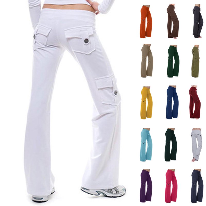 Women’s Autumn Workout Leggings with Stretch Waist Button Pockets - Yoga & Gym Pants