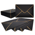 50 Pack A7 Invitation Envelopes Black V-Flap Gold Border 5x7 Inch for Weddings and Events