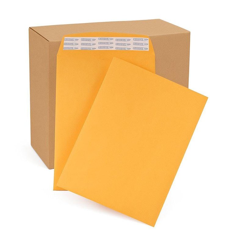 50 Pack 10x13 Inch Kraft Catalog Mailing Envelopes with Peel & Seal - Yellow Manilla