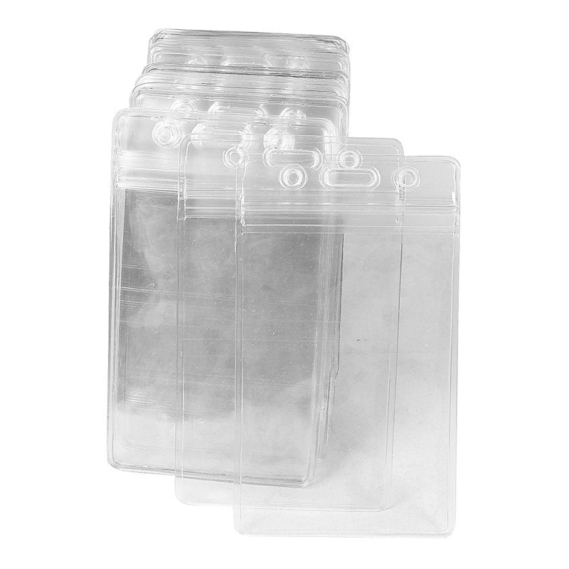 50 Pcs Clear Vertical ID Badge Holders Waterproof Card Holders for Office
