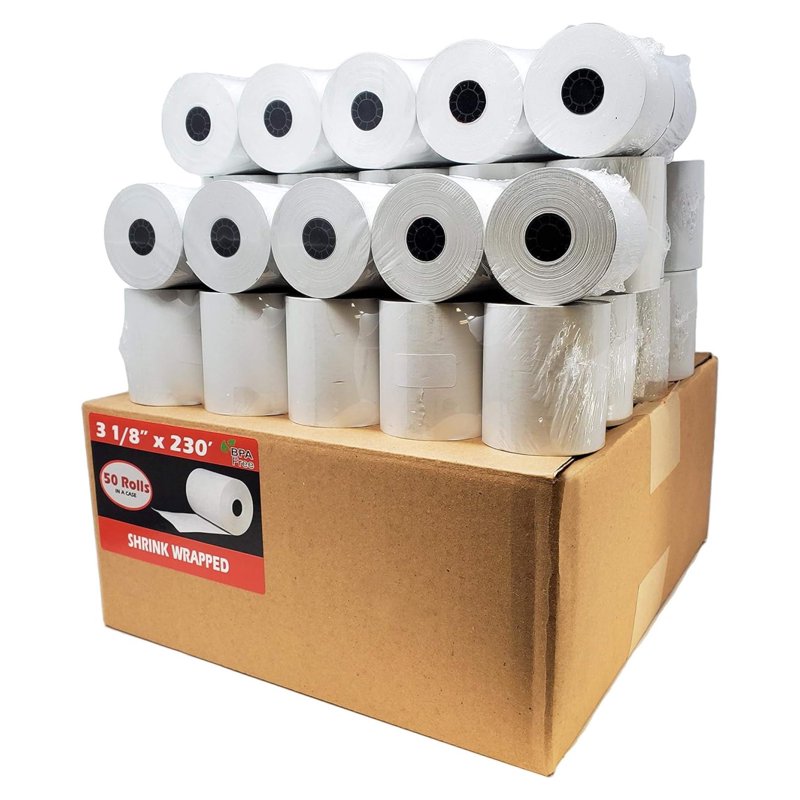 Thermal Receipt Paper Rolls 3 1/8 x 230 55 GSM Honeycomb BPA Free 50 Rolls