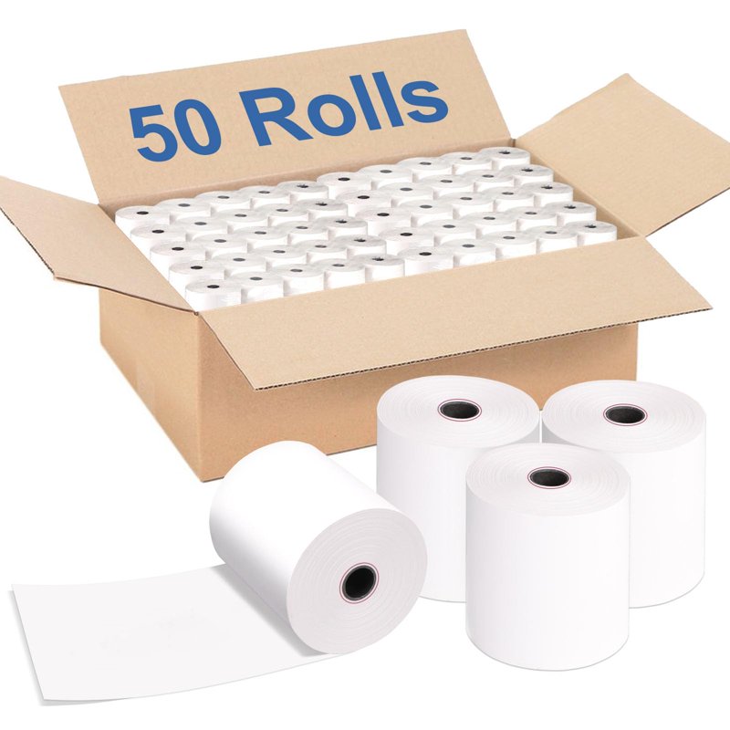 50 Rolls 3" x 165' Non-Thermal Bond Receipt Paper for POS Cash Register