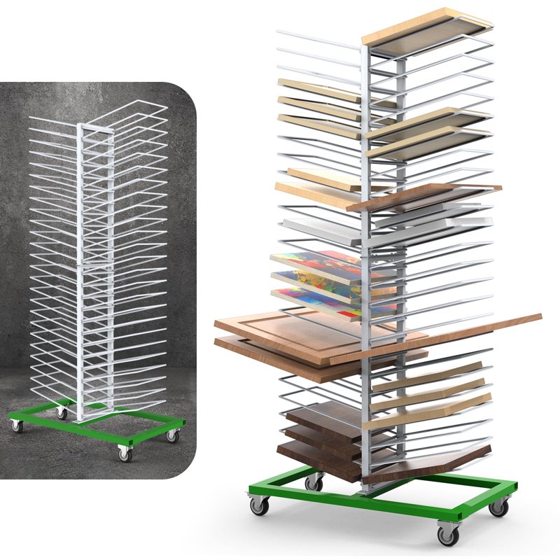 Heavy-Duty 50-Shelf Paint Drying Rack for Cabinets & Doors - Space-Saving Vertical Stand