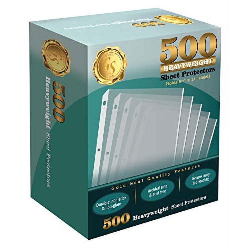 Heavyweight Clear Poly Sheet Protectors 8.5x11 Inch, Archival Safe, 500 Pack