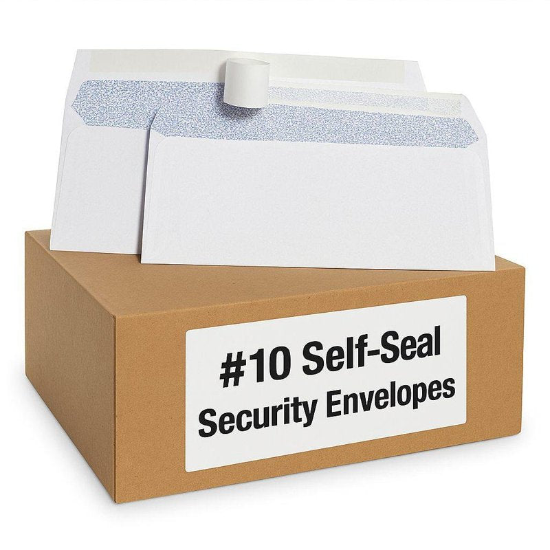 Bulk #10 Self-Sealing Security Envelopes 4-1/8 x 9-1/2 Inches - White Pack of 500