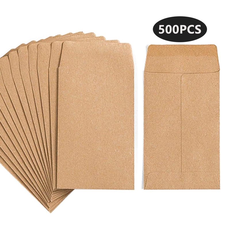 500 Pcs Small Self-Adhesive Kraft Envelopes for Seeds Coins & Small Items