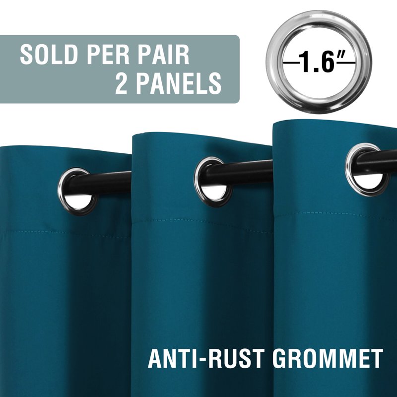 Blackout Curtains 2 Panels Full Light Blocker Thermal Insulated Drapes - Dark Teal
