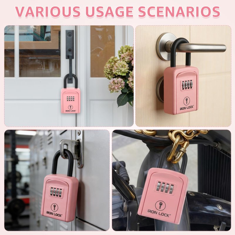 Portable Key Lock Box with U Shackle and Combination Lock - Waterproof Metal Safe for Outside Use