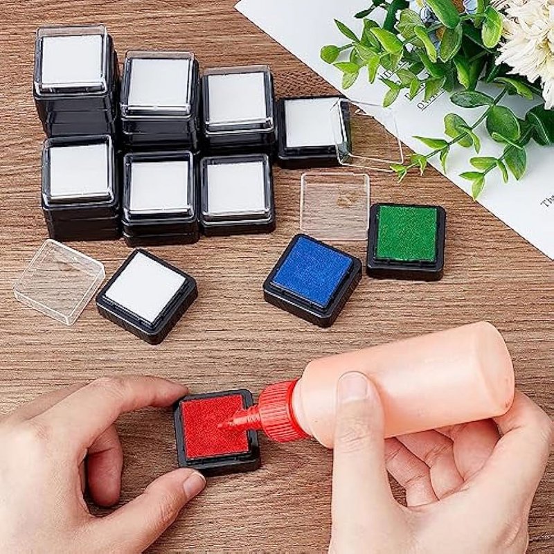 30 Pcs Blank Ink Pad Set for DIY Crafts & Stamp Making - Refill & Customization
