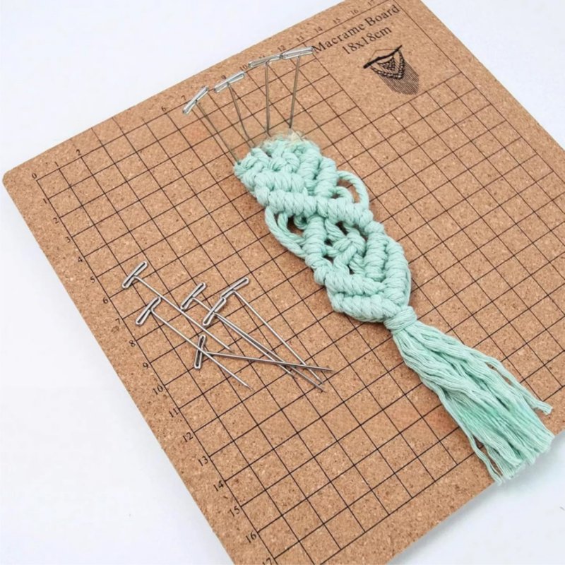 Macrame Board Set with Adjustable Holder, T Pins & Supplies for Knotting & Bracelet Making - 7x7 inch