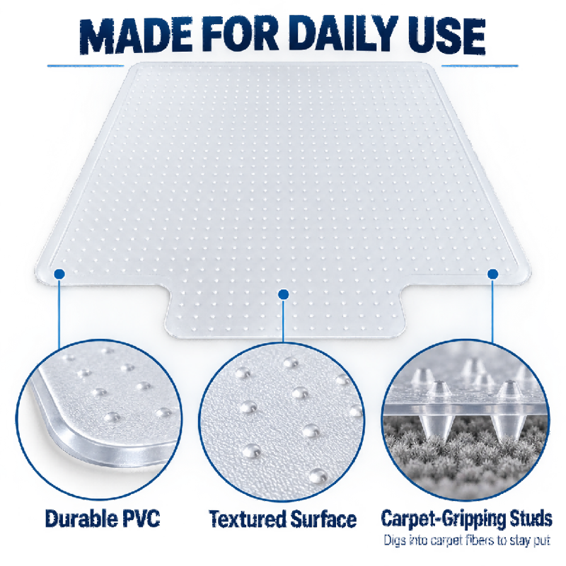 Clear PVC Office Chair Mat for Carpet 36x48 Inch Floor Protector
