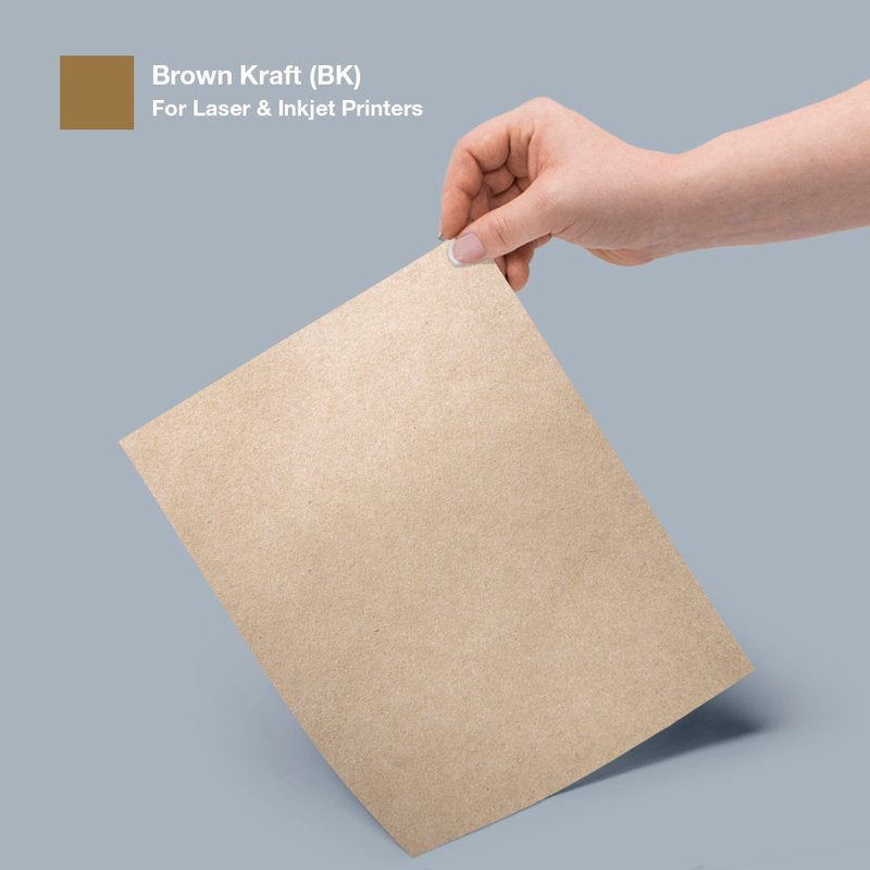 8.5 x 11 Inch Brown Kraft Labels - Inkjet & Laser Printer Compatible - 10 Sheets