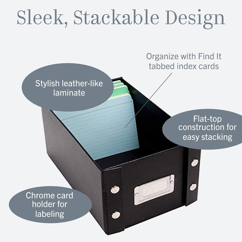 Collapsible Index Card File Box Organizer with Label Holder - Holds 1100 Cards