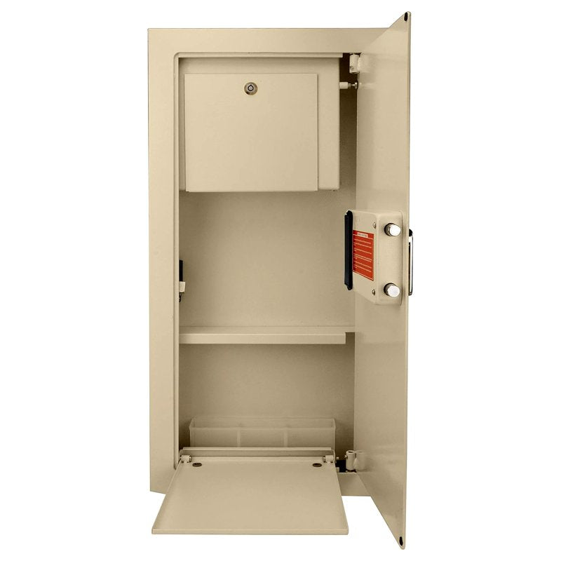 Large Biometric Wall Safe 0.82 Cu Ft Beige Security Safe with Fingerprint