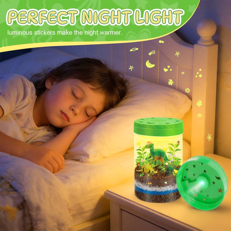 Dinosaur Terrarium Kit for Kids - Creative Grow & Glow Dino Craft Set, Gift for Ages 4-12