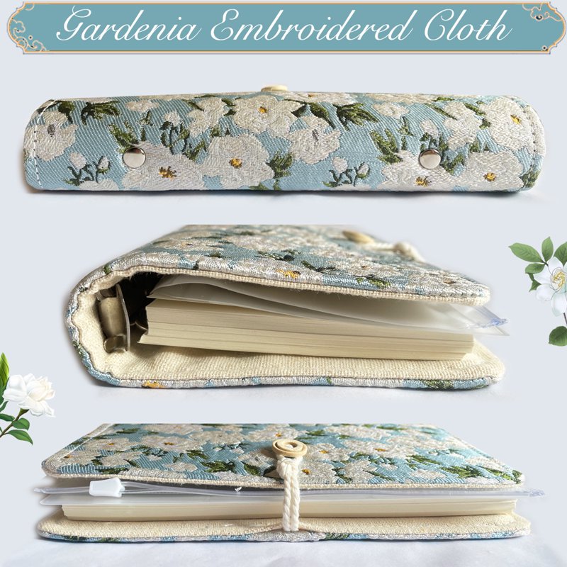 Refillable A5 Flower Embroidered Journal with Pen Loop and Pockets