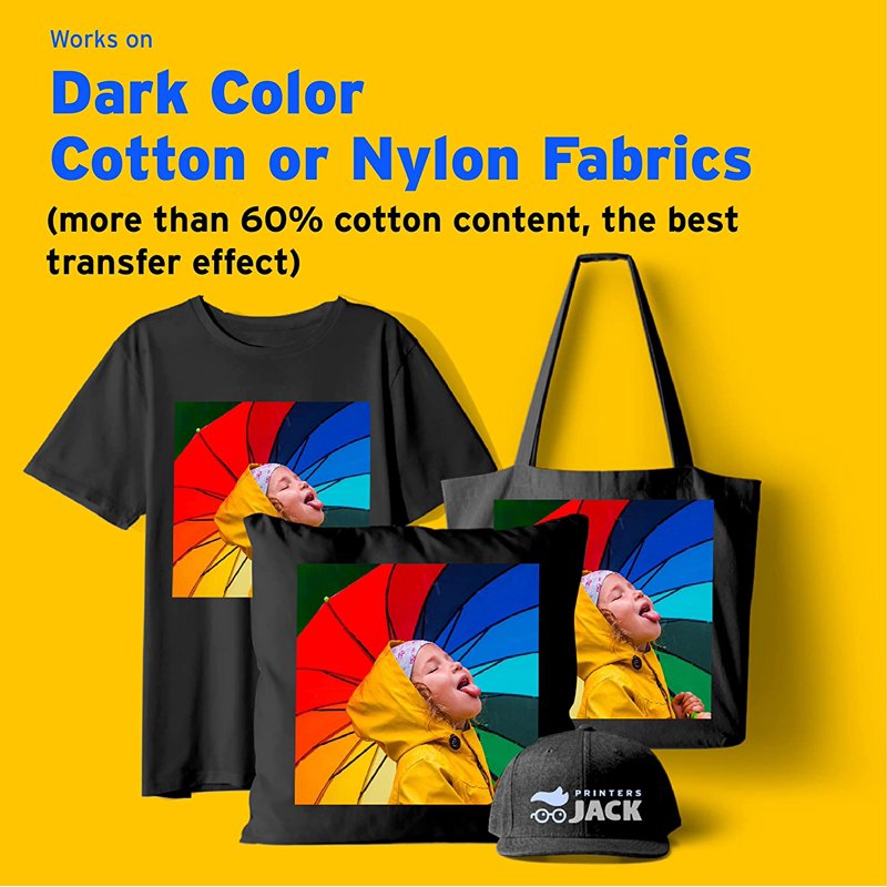Heat Transfer Paper for Dark Fabrics - Inkjet Compatible, 8.3x11.7 Inches, 20 Sheets