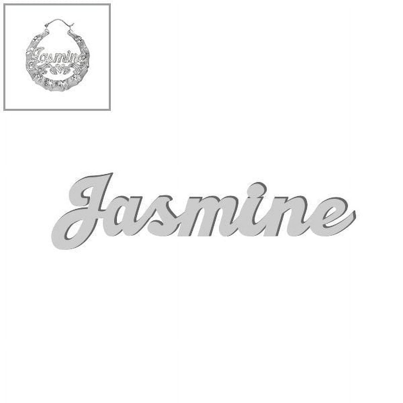 Personalized Bamboo Hoop Earrings with Beading and Rhodium Finish – Custom Name Jewelry