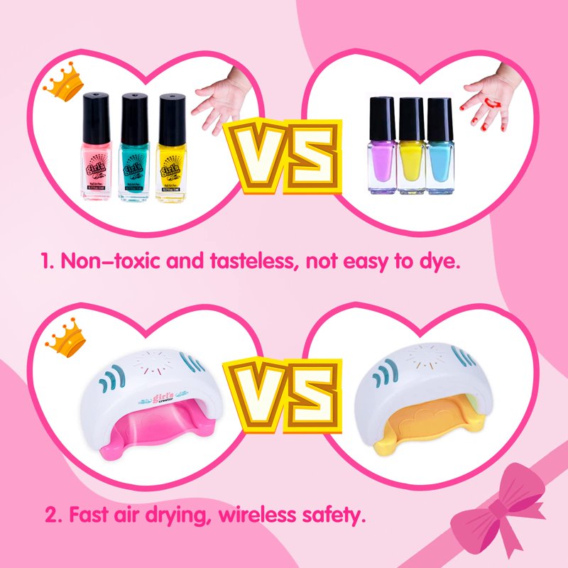 Kids Nail Polish Set for Girls Non-Toxic Manicure Salon Kit Gift Age 6-12