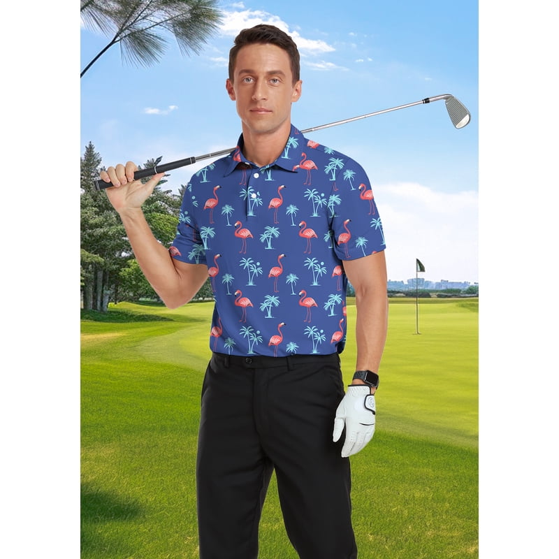 Men's Short Sleeve Performance Golf Polo Shirt Dry Fit Moisture Wicking