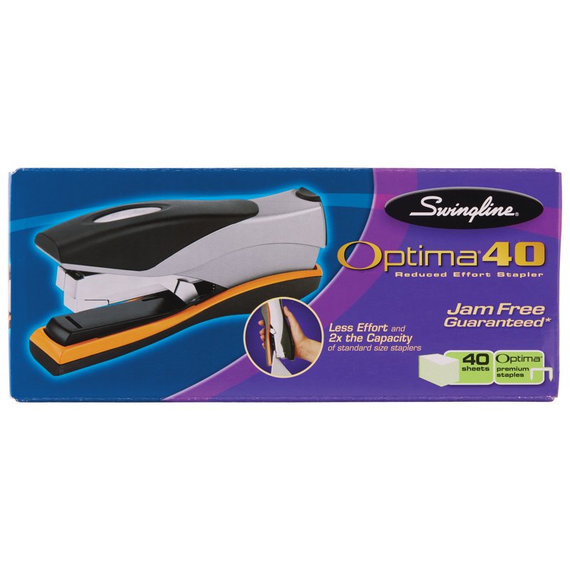 Swingline Optima 40 Desk Stapler - Reduced Effort, 40 Sheet Capacity, Silver