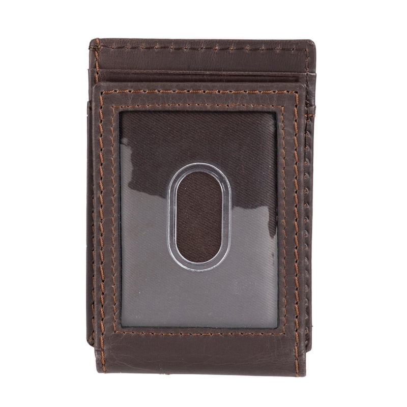 Men's RFID Leather Wallet with Magnetic Front Pocket - Slim & Secure
