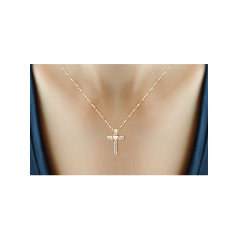 Sterling Silver Heart Necklace with White Diamonds - 18 Inch Rope Chain