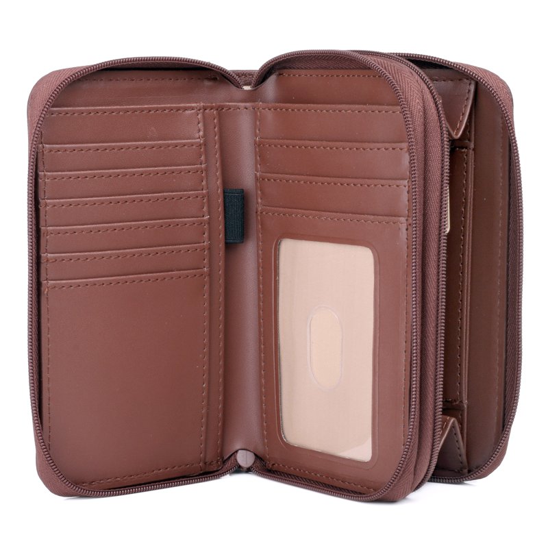 Women's Leather Double Zip Organizer Bag - Multiple Colors