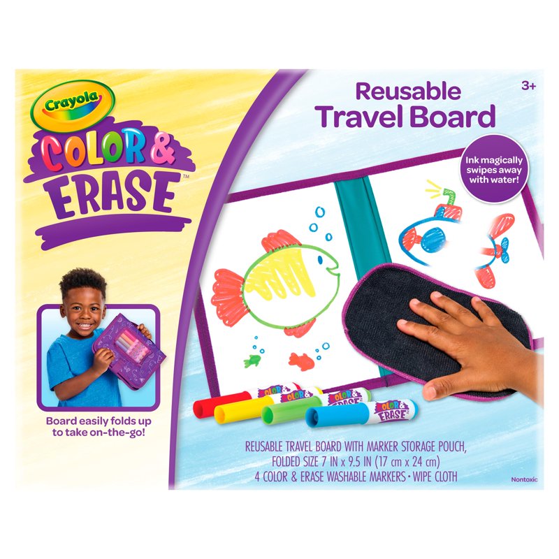 Crayola Reusable Color & Erase Drawing Board for Kids - Portable & Washable