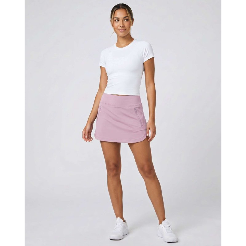 Women's 16-Inch Curved Hem Golf Skort 3-Pack with Zip Pockets - Athletic Tennis & Workout Skirts