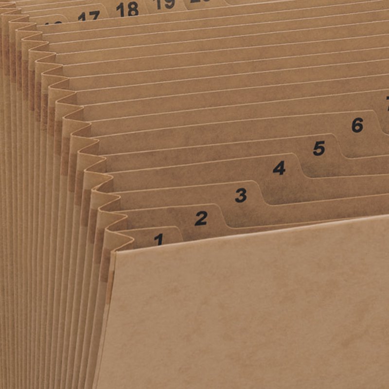 31-Pocket Heavy-Duty Kraft File Expanding Organizer - Letter Size
