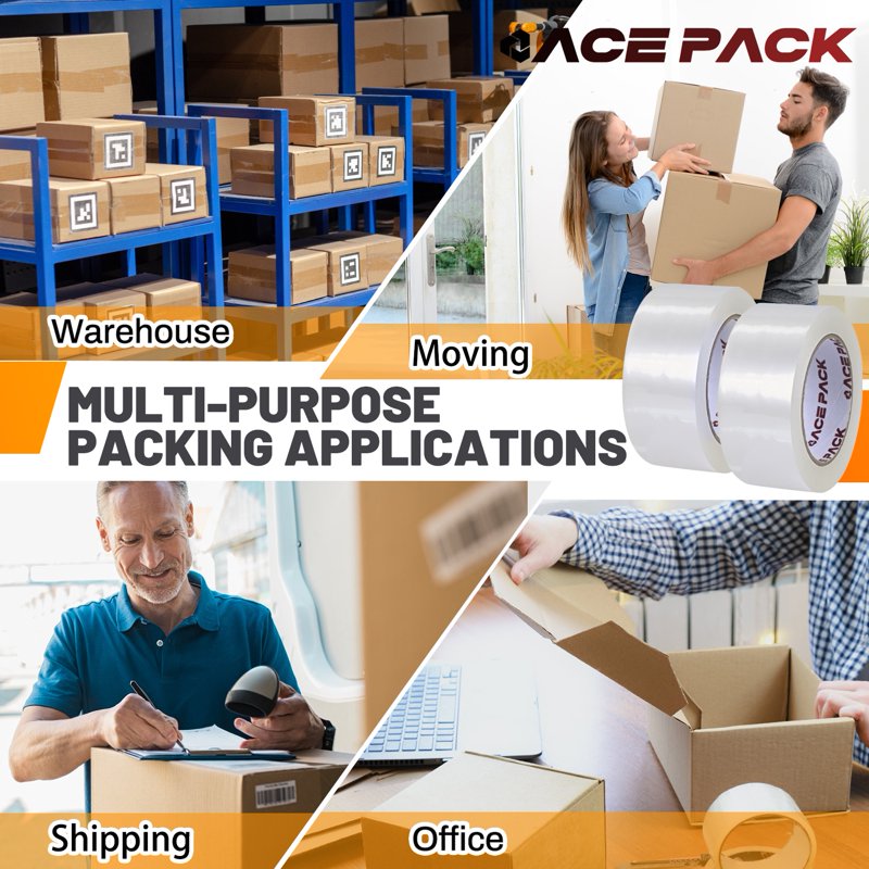 Heavy Duty Clear Packing Tape 2" x 110 Yards, 2 Mil Thick, 36 Rolls