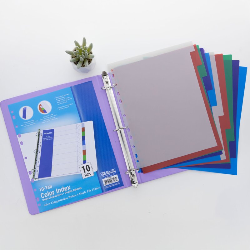 10-Color Binder Dividers with Tabs - 11-Hole Index Tabs, Multi Pack