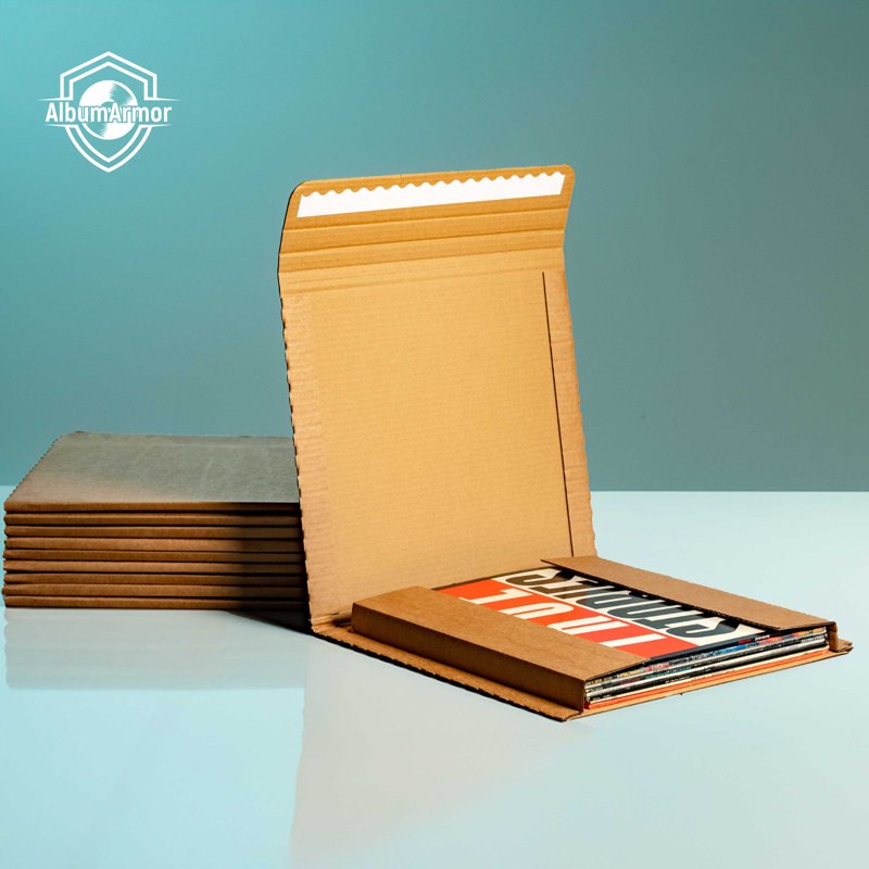 Vinyl Record Shipping Boxes with Fragile Stickers - Holds 1-8 LPs, 10-Pack