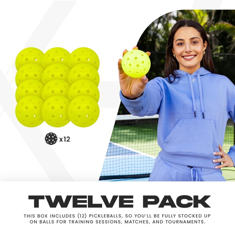 Outdoor Pickleballs - Official Size & Weight, 40-Hole, USAPA Approved, Optic Yellow 12 Pack - Variation: Yellow-12PK