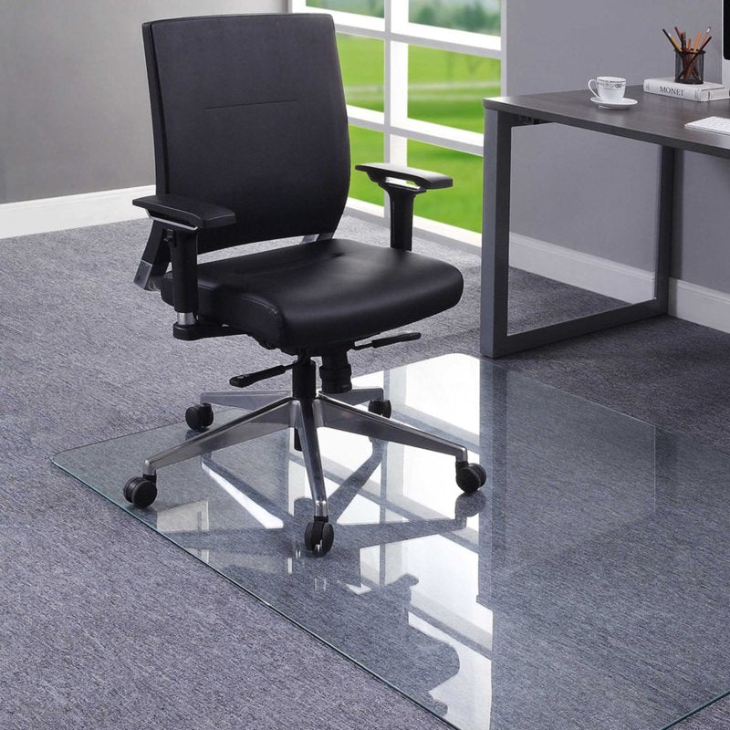 Tempered Glass Chair Mat 48x60 Inch Clear Office Floor Protector