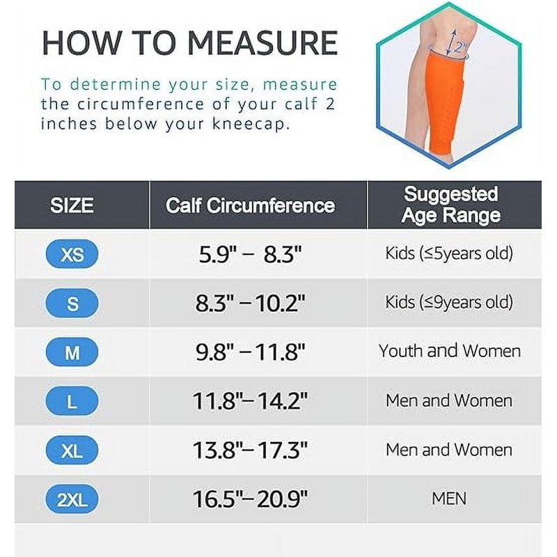 Shin Guards for Soccer Kids & Adults with Honeycomb EVA Padding - L Orange (1 Pair) - Calf Compression Sleeve