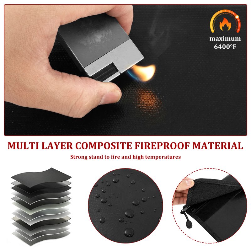 Fireproof Document Bag Set - Waterproof & Fire-Resistant Storage for Cash, Passports & Valuables, 2 Pieces
