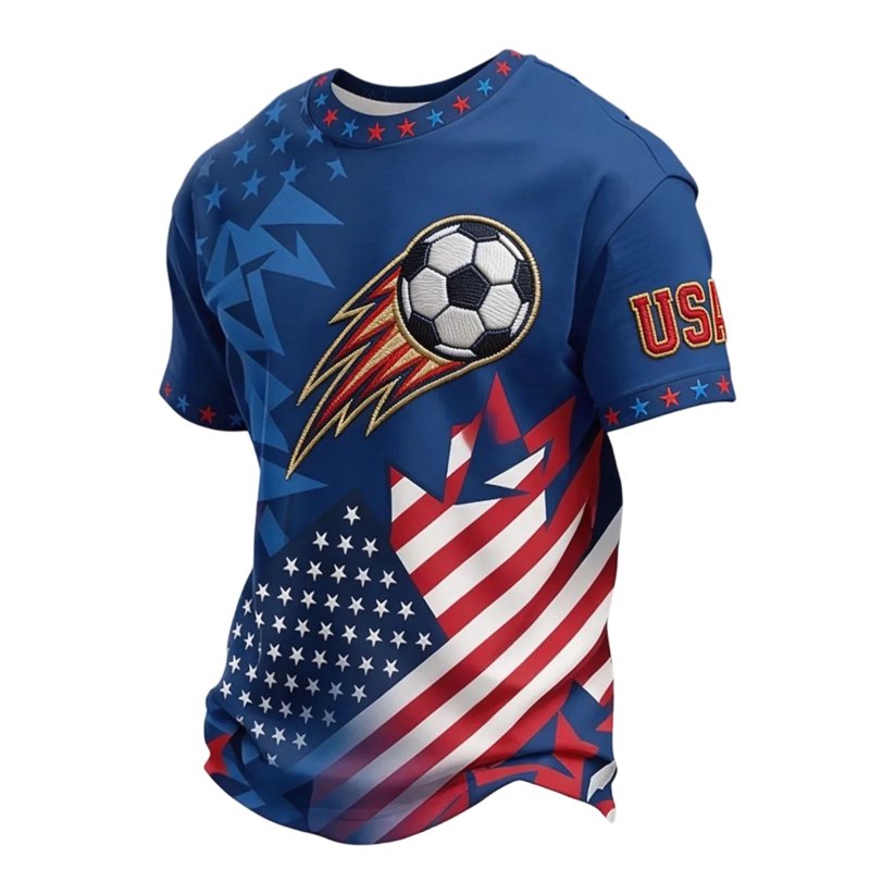 USA Soccer Jersey for Men 2026 Dark Blue, 2XL – Crewneck Short Sleeve, Retro Streetwear Fan Shirt