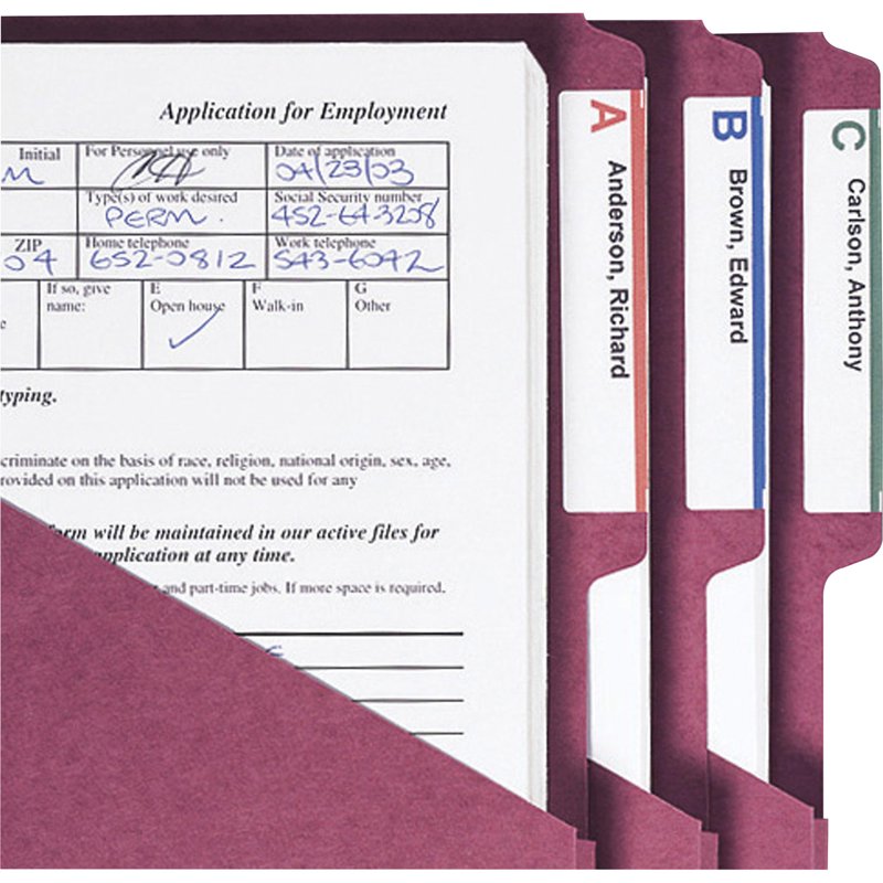 Expanding File Jacket with 2/5-Cut Tabs, 1 Inch Capacity - Assorted Colors