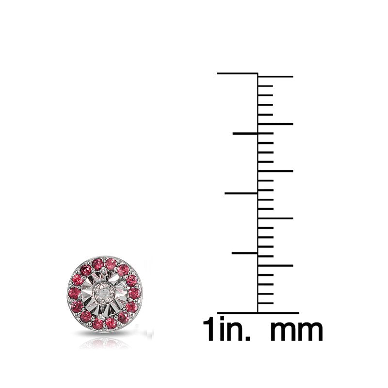 Sterling Silver Ruby and Diamond Accent Stud Earrings - Illusion-Set Jewelry